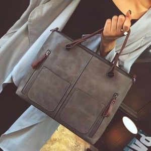 Leather, grey and brown purse